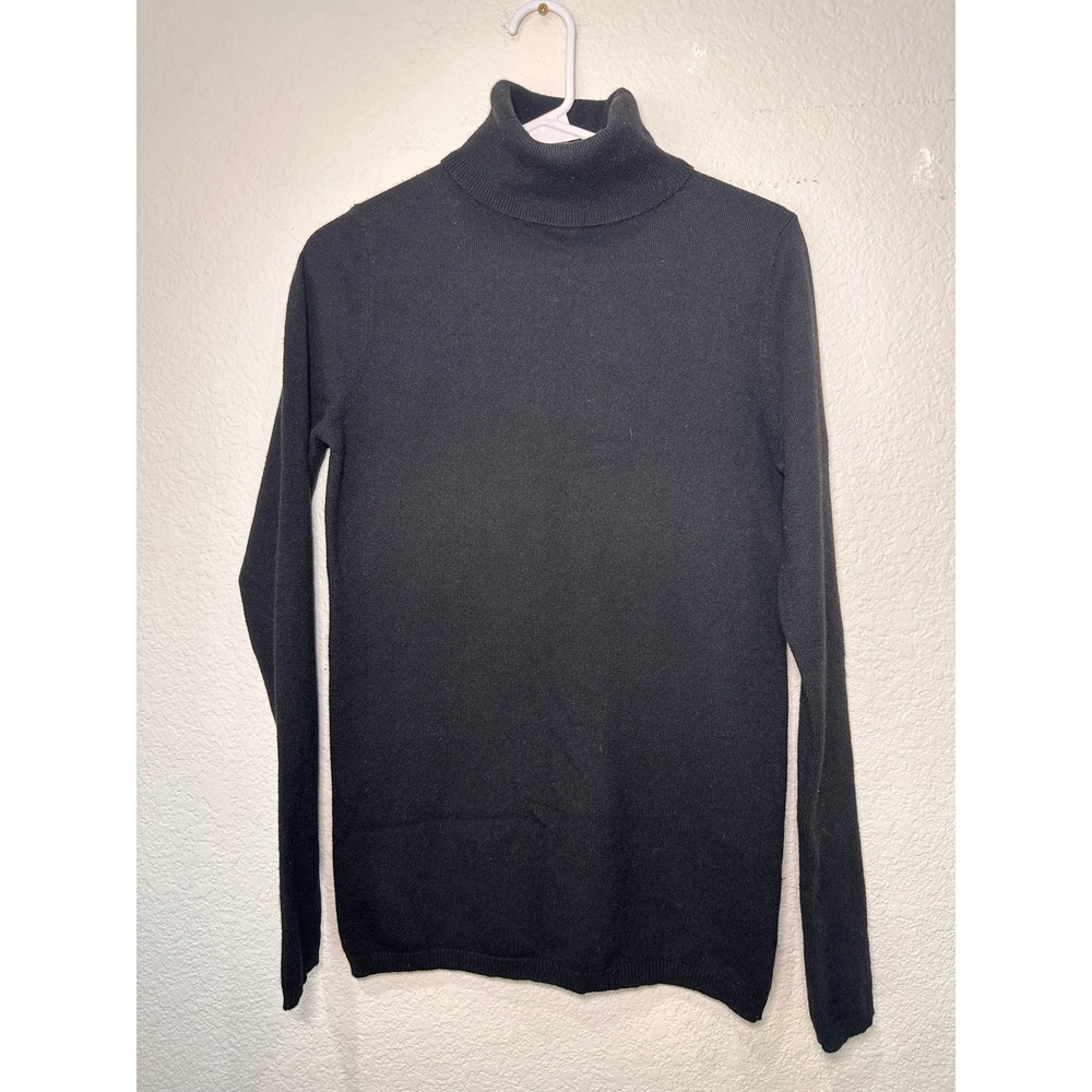 Ann Taylor Black 100% Cashmere Turtleneck Sweater Womens Small Long Sleeve Knit